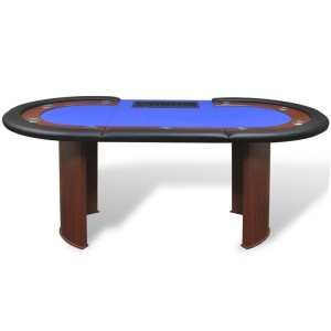 Masă Poker 10 persoane, zonă dealer și suport jetoane, albastru - Img 3