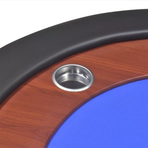 Masă Poker 10 persoane, zonă dealer și suport jetoane, albastru - Img 7