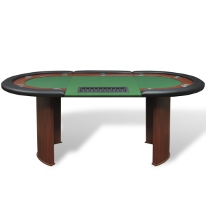 Masă poker 10 persoane, zonă dealer și suport jetoane, verde - Img 2