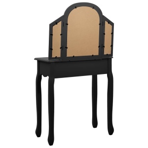 Masă toaletă cu taburet negru 65x36x128 cm lemn paulownia MDF - Img 5