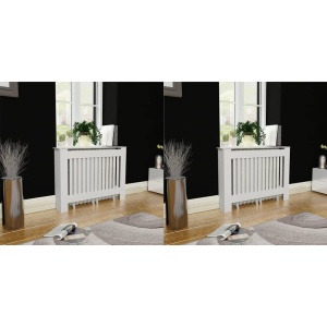 Mască de calorifer, 2 buc., alb, 112 cm, MDF