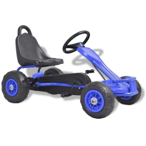 Mașinuță kart cu pedale și roți pneumatice, albastru