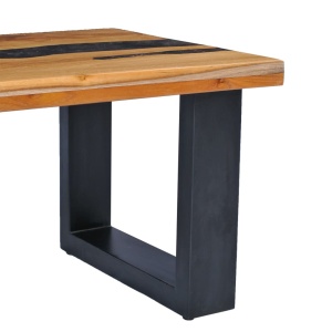 Măsuță de cafea, 100x50x40 cm, lemn masiv de tec și polirășină - Img 8