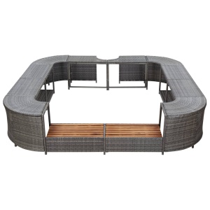 Mobilier de jacuzzi pătrat, gri, 268 x 268 x 55 cm, poliratan - Img 3