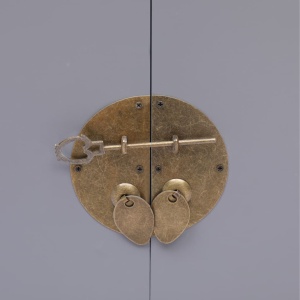 Noptieră, gri, 38 x 28 x 52 cm, lemn de paulownia - Img 3