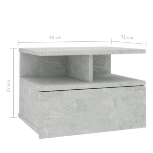 Noptieră suspendată, gri beton, 40 x 31 x 27 cm, PAL - Img 6