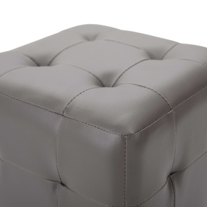 Noptiere, 2 buc., gri, 30x30x30 cm, piele ecologică - Img 4