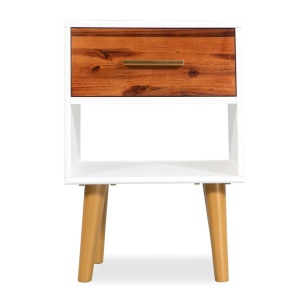Noptiere din lemn masiv de acacia, 2 buc, 40 x 30 x 45 cm - Img 3