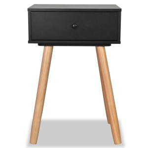 Noptiere din lemn masiv de pin 2 buc, 40 x 30 x 61 cm, negru - Img 8