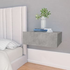 Noptiere suspendate, 2 buc., gri beton, 40x30x15 cm, PAL
