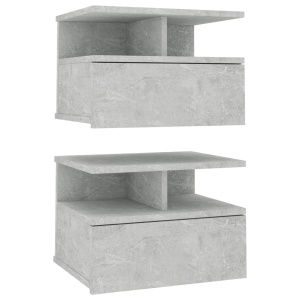 Noptiere suspendate, 2 buc., gri beton, 40x31x27 cm, PAL - Img 2
