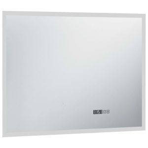 Oglindă cu LED de baie cu senzor tactil și afișaj oră, 80x60 cm - Img 3