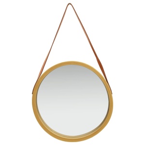 Oglindă de perete cu o curea, 50 cm, auriu - Img 2