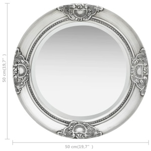 Oglindă de perete in stil baroc, argintiu, 50 cm - Img 5