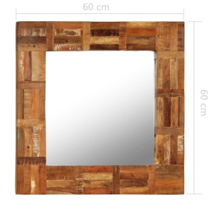 Oglindă de perete, lemn masiv reciclat, 60 x 60 cm - Img 6