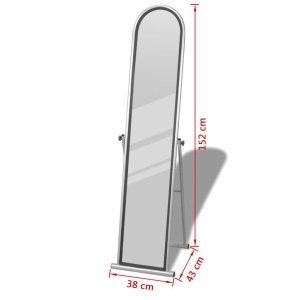 Oglindă de podea cu suport Rectangulară Gri - Img 5