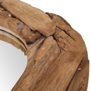 Oglindă decorativă Lemn de tec 80 cm Rotundă - Img 7