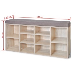 Organizator pantofi tip bancă cu 10 compartimente, culoare stejar - Img 5