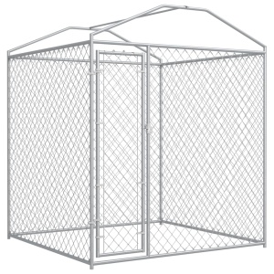 Padoc de exterior cu prelată pentru câini, 193x193x225 cm - Img 2