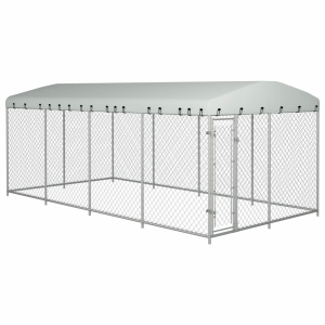Padoc pentru câini de exterior, cu acoperiș, 8 x 4 x 2 m