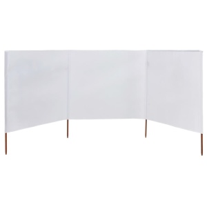 Paravan anti-vânt cu 3 panouri, alb, 400 x 120 cm, textil - Img 2