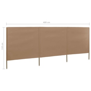 Paravan anti-vânt cu 3 panouri, gri taupe, 400 x 80 cm, textil - Img 5