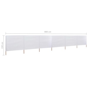 Paravan anti-vânt cu 6 panouri alb nisipiu 800x120 cm textil - Img 5