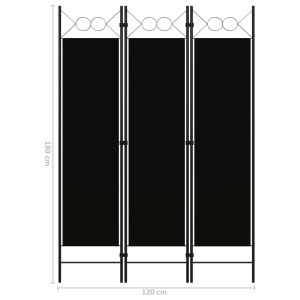 Paravan de cameră cu 3 panouri, negru, 120 x 180 cm - Img 5