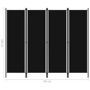 Paravan de cameră cu 4 panouri, negru, 200 x 180 cm - Img 5