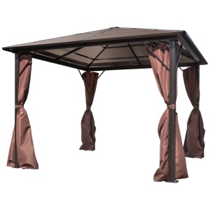 Pavilion cu perdea, maro, aluminiu, 300 x 300 cm - Img 2
