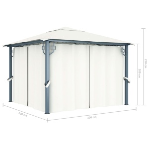 Pavilion cu perdele, crem, 300 x 300 cm, aluminiu - Img 9