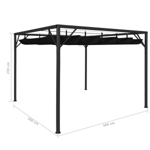 Pavilion de grădină cu acoperiș retractabil, antracit, 3 x 3 m - Img 7