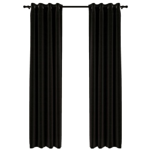Perdele opace, aspect pânză, 2 buc., antracit, 140 x 225 cm - Img 2
