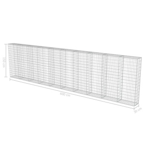 Perete gabion cu capace, 600 x 30 x 150 cm, oțel galvanizat - Img 5