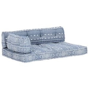 Pernă de canapea din paleți, indigo, textil, petice