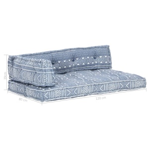 Pernă de canapea din paleți, indigo, textil, petice - Img 8