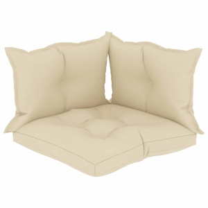 Perne de canapea din paleți, 3 buc., crem, material textil