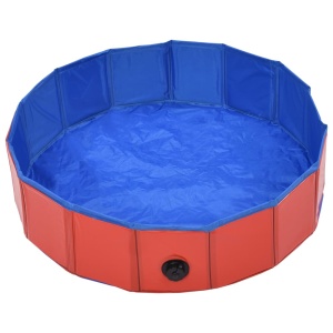 Piscină pentru câini pliabilă, roșu, 80 x 20 cm, PVC - Img 4