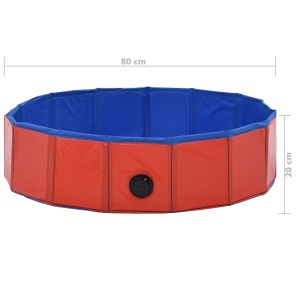 Piscină pentru câini pliabilă, roșu, 80 x 20 cm, PVC - Img 9