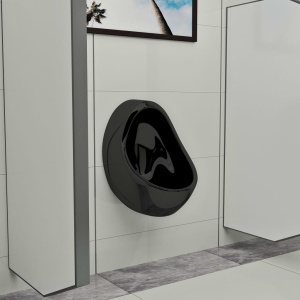 Pisoar de perete cu supapă pentru spălare, negru, ceramică - Img 3