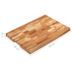 Placă de tocat, 60x40x4 cm, lemn masiv de acacia - Img 6