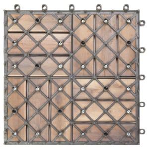Plăci pardoseală, 30 buc., gri, 30x30 cm, lemn masiv de acacia - Img 4