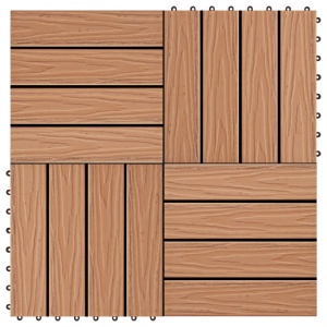 Plăci podea in relief, WPC, 11 buc., 30x30 cm 1 mp, culoare tec
