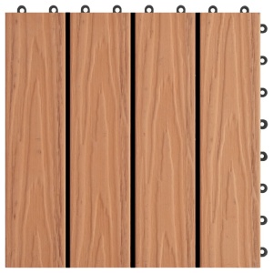 Plăci podea in relief, WPC, 11 buc., 30x30 cm 1 mp, culoare tec - Img 6
