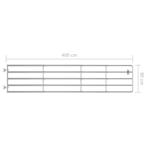 Poartă de câmp cu 5 bare, argintiu, (150-400) x 90 cm, oțel - Img 5