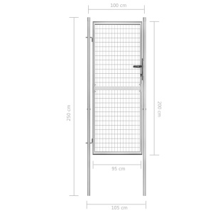 Poartă de grădină, argintiu, 105 x 250 cm, oțel galvanizat - Img 5