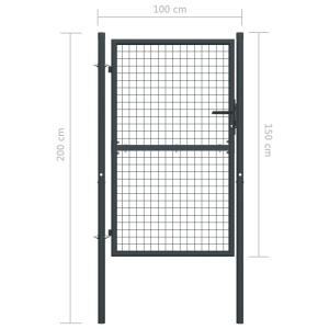 Poartă de grădină din plasă, gri, 100x200 cm, oțel galvanizat - Img 5