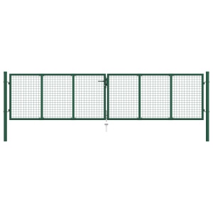Poartă de grădină din plasă, verde, 400 x 125 cm, oțel