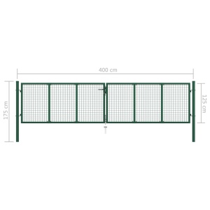 Poartă de grădină din plasă, verde, 400 x 125 cm, oțel - Img 5