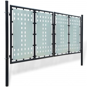 Poartă dublă neagră pentru gard 300 x 175 cm - Img 2